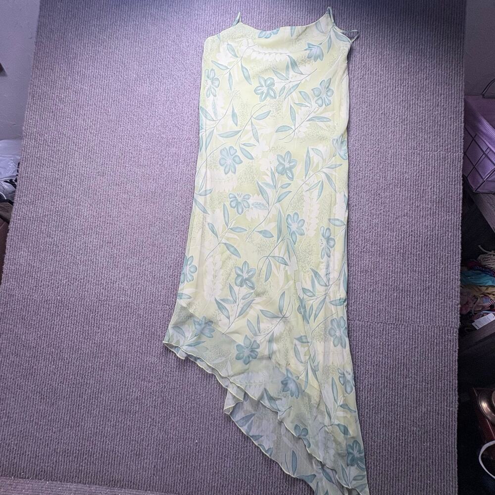 Vintage Y2K Asymmetrical Hem Floral Mesh MIDI Dress Studio Y Size 11